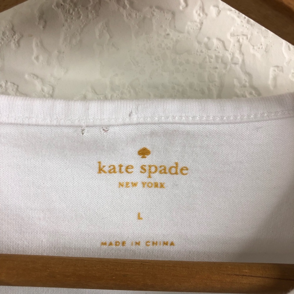 Kate Spade Eyelet Mixed Media Tee In White - Picture 4 of 6
